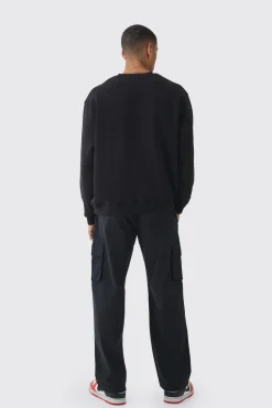 Pantalon cargo à taille fixe, coupe décontractée, avec languette tissée