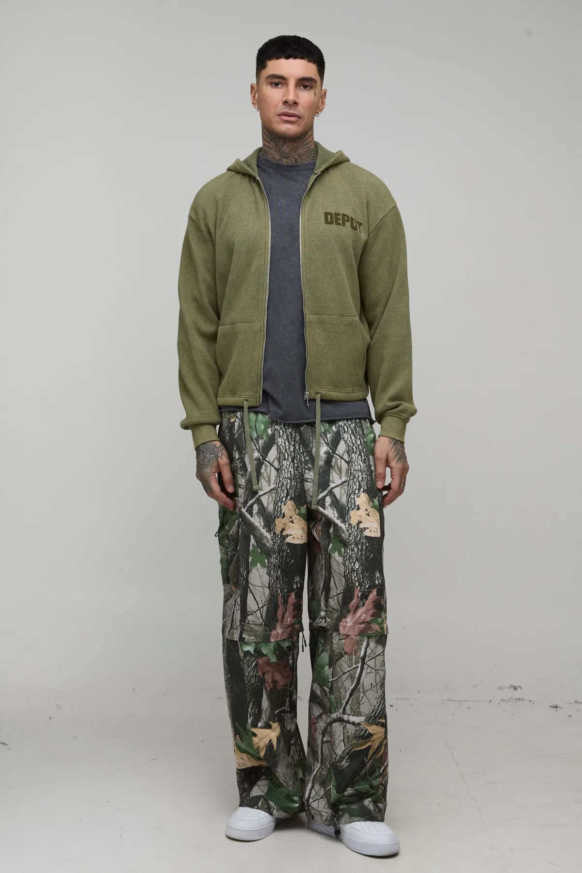 boohooMAN Pantalon Cargo Utilitaire Parachute Zippé Amovible<Homme Pantalons Cargo