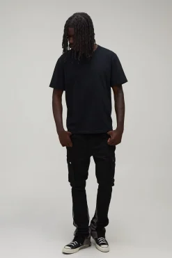 Pantalon Cargo Évasé Empilé Skinny À Gousset Pour Grande Taille