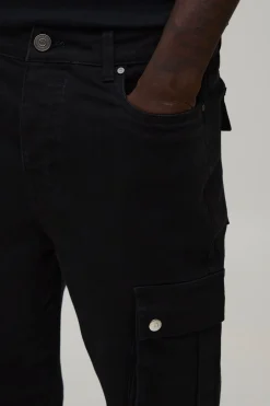 Pantalon Cargo Évasé Empilé Skinny À Gousset Pour Grande Taille