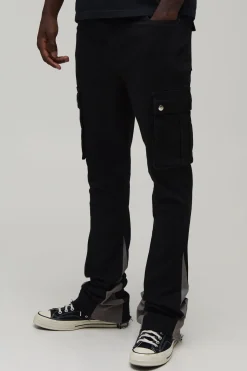 Pantalon Cargo Évasé Empilé Skinny À Gousset Pour Grande Taille