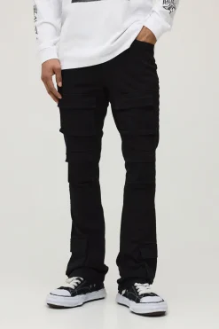 Pantalon Cargo Évasé Empilé Skinny Multi