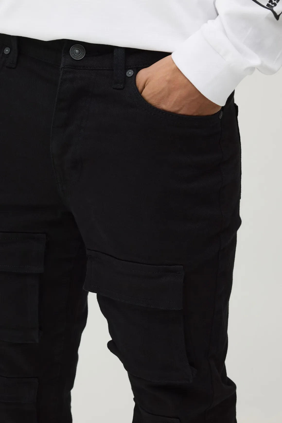 Pantalon Cargo Évasé Empilé Skinny Multi