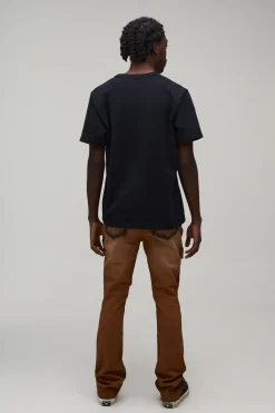 boohooMAN Pantalon Cargo Évasé Empilé Slim Multi-poches Effet Usé Délavage Spray<Homme Pantalons Cargo