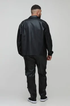 Pantalon cargo évasé en synthétique à plis superposés