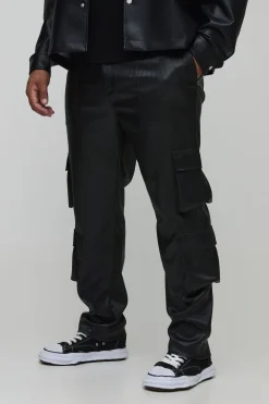 Pantalon cargo évasé en synthétique à plis superposés