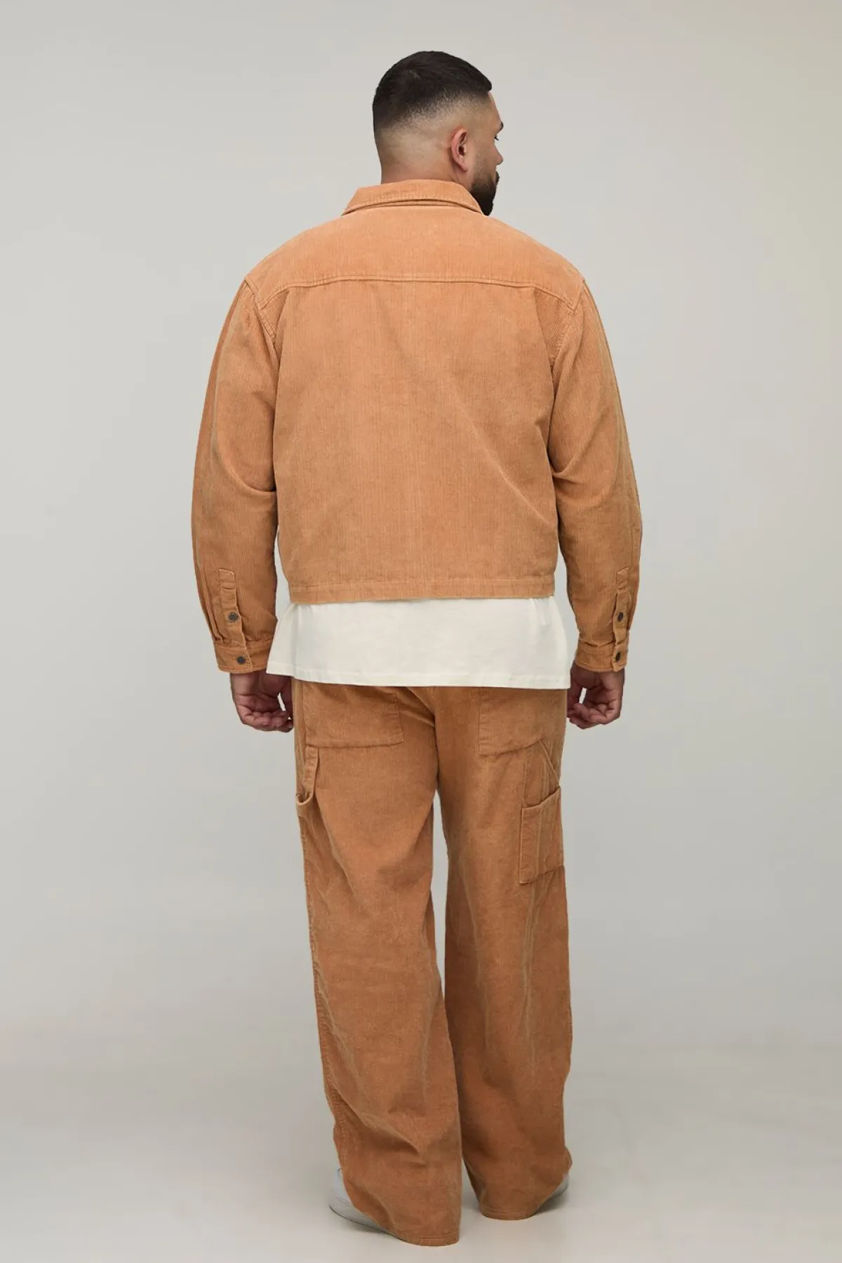 boohooMAN Pantalon carpenter en velours côtelé Plus Washed, coupe décontractée<Homme Tout Afficher|Pantalons Grande Taille
