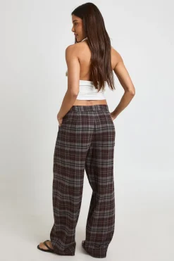 Pantalon À Carreaux Jambes Tonneau