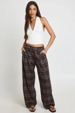 Pantalon À Carreaux Jambes Tonneau