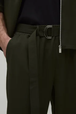 Pantalon Coordonné Coupe Décontractée Avec Plis Devant Et Ceinture