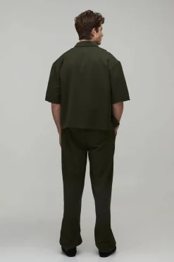 Pantalon Coordonné Coupe Décontractée Avec Plis Devant Et Ceinture