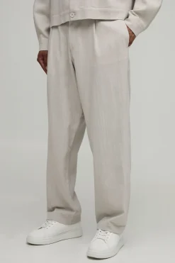 boohooMAN Pantalon Coordonné Coupe Décontractée À Pinces Effet Lin<Femme Pantalons|Ensembles