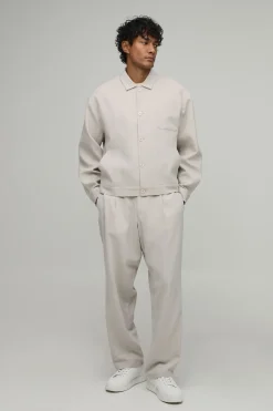 boohooMAN Pantalon Coordonné Coupe Décontractée À Pinces Effet Lin<Femme Pantalons|Ensembles