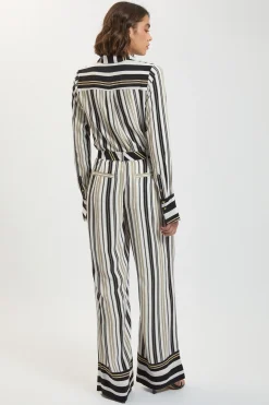 Pantalon Coordonné En Viscose À Rayures Contrastées