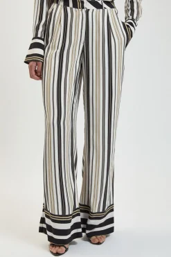 Pantalon Coordonné En Viscose À Rayures Contrastées