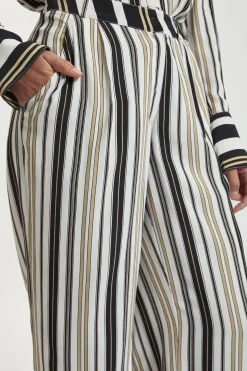Pantalon Coordonné En Viscose À Rayures Contrastées