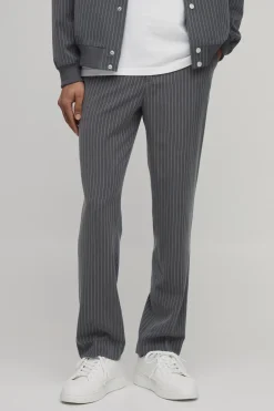 Pantalon Coordonné À Rayures Coupe Droite Ajustée