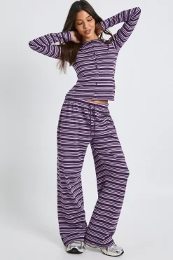 Pantalon à cordon côtelé rayé