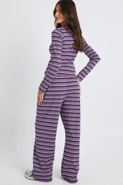 Pantalon à cordon côtelé rayé