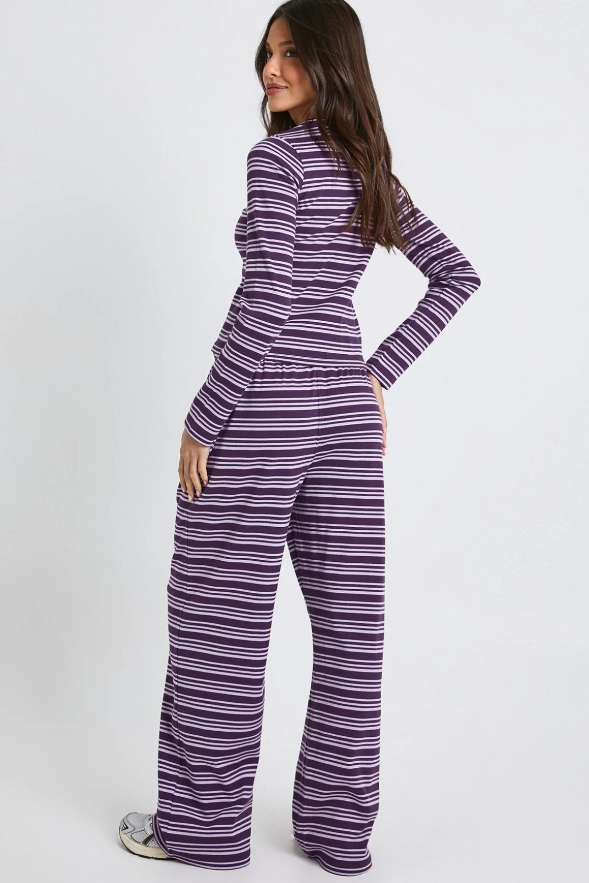 Pantalon à cordon côtelé rayé