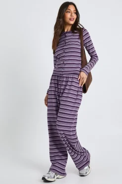 Pantalon à cordon côtelé rayé