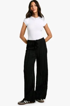 boohoo Pantalon à cordon en texture froissée<Femme Pantalons