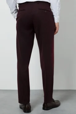 Pantalon Coupe Ajustée Aspect Tweed Bordeaux