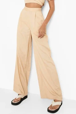 boohoo Pantalon à coupe décontractée, jambes larges style lin<Femme Ensembles