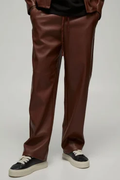 Pantalon à coupe décontractée, taille élastiquée, en synthétique gaufré
