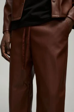Pantalon à coupe décontractée, taille élastiquée, en synthétique gaufré