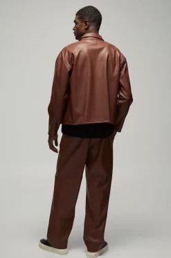 Pantalon à coupe décontractée, taille élastiquée, en synthétique gaufré