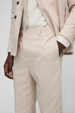 Pantalon coupe droite en mélange de lin