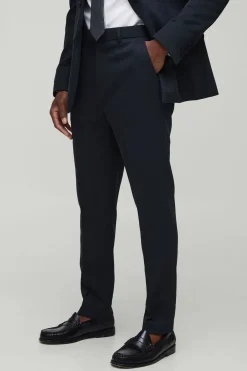 boohooMAN Pantalon coupe fuselée en sergé taille fixe<Homme Costumes Et Tenues Formelles
