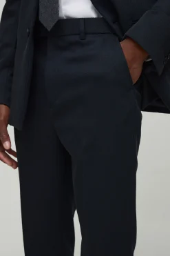 boohooMAN Pantalon coupe fuselée en sergé taille fixe<Homme Costumes Et Tenues Formelles