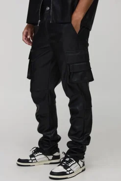 boohooMAN Pantalon à coupe skinny, à poches cargo multiples, pour une allure cuir et destiné aux grands.<Homme Pantalons Tall|Tout Afficher