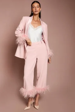 Pantalon Court À Bordure De Plumes