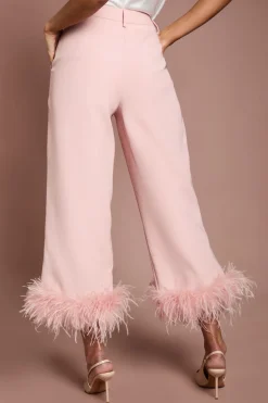 Pantalon Court À Bordure De Plumes
