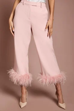 Pantalon Court À Bordure De Plumes