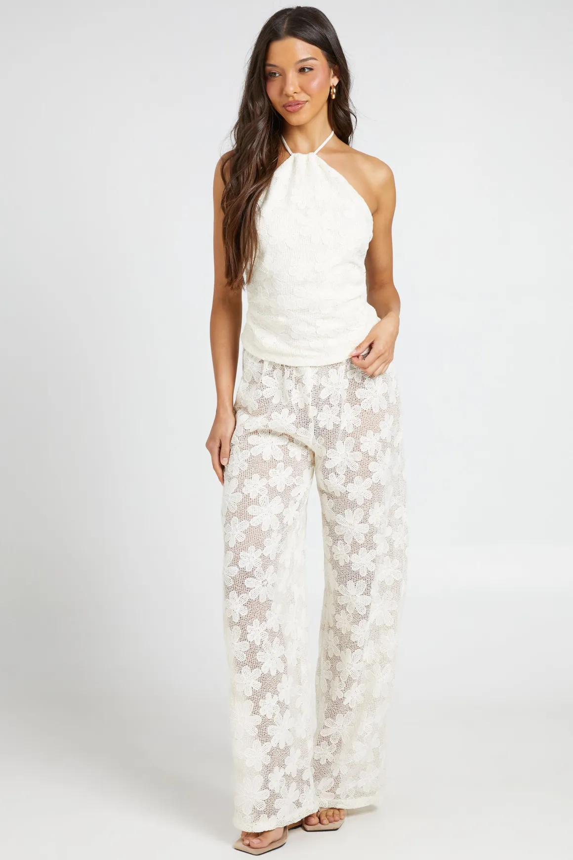 Pantalon Crochet À Motif Ditsy
