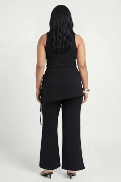 Pantalon Côtelé Grande Taille Avec Jupe Superposée Cache-cœur