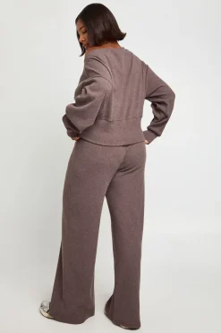 Pantalon côtelé à jambes larges Plus