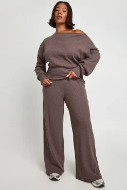 Pantalon côtelé à jambes larges Plus