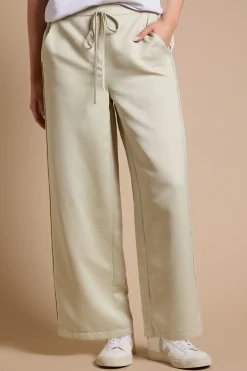 Pantalon Décontracté En Satin Petite Avec Cordon De Serrage Et Détails Contrastés