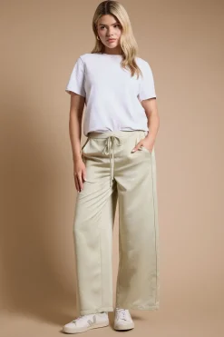 Pantalon Décontracté En Satin Petite Avec Cordon De Serrage Et Détails Contrastés