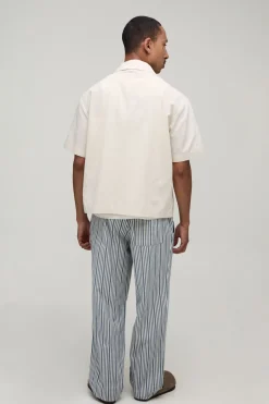 boohooMAN Pantalon Décontracté À Fines Rayures Aspect Lin<Homme Tout Afficher|Pantalons Grande Taille