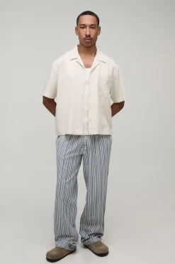 boohooMAN Pantalon Décontracté À Fines Rayures Aspect Lin<Homme Tout Afficher|Pantalons Grande Taille