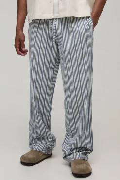 boohooMAN Pantalon Décontracté À Fines Rayures Aspect Lin<Homme Tout Afficher|Pantalons Grande Taille