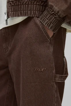 Pantalon de charpentier en sergé lavé, coupe décontractée