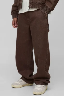 Pantalon de charpentier en sergé lavé, coupe décontractée