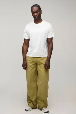 Pantalon De Charpentier En Sergé Coupe Ample Haute Avec Multiples Poches